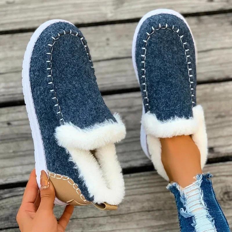 Women's Boots 2025 Hot Selling New Item Women's Winter Round Head Plush Warm Short Tube Flat Bottom Snow Boots Plus Size 43