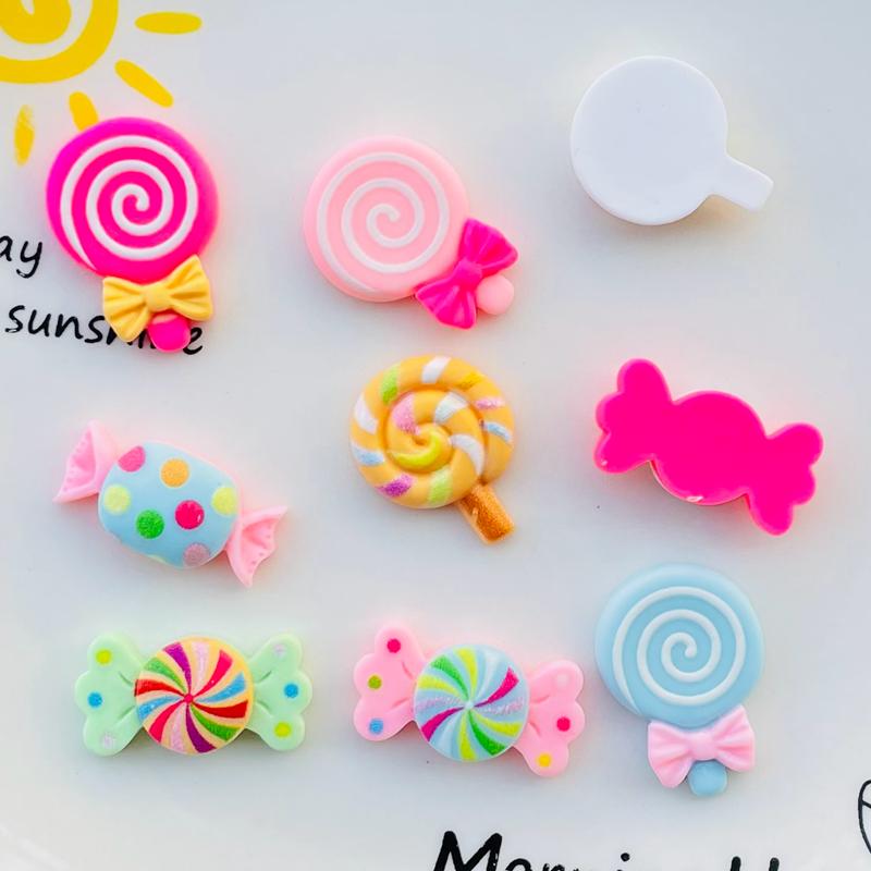 20 Pcs New Cute Kawaii Cartoon Candy Lollipop Resin Cabochon Scrapbooking Diy Jewelry Earwear Craft Decoration Accessories A100