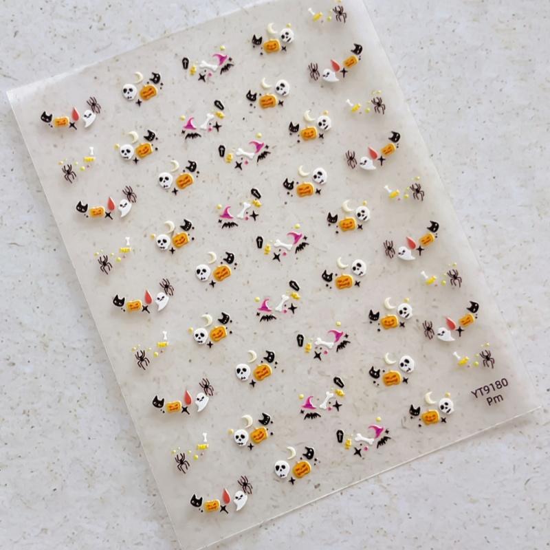 Halloween Gothic Ghost Nail Sticker Dark Style Ghost Witch Pumpkin Spooky Nail Art Decoration Stickers