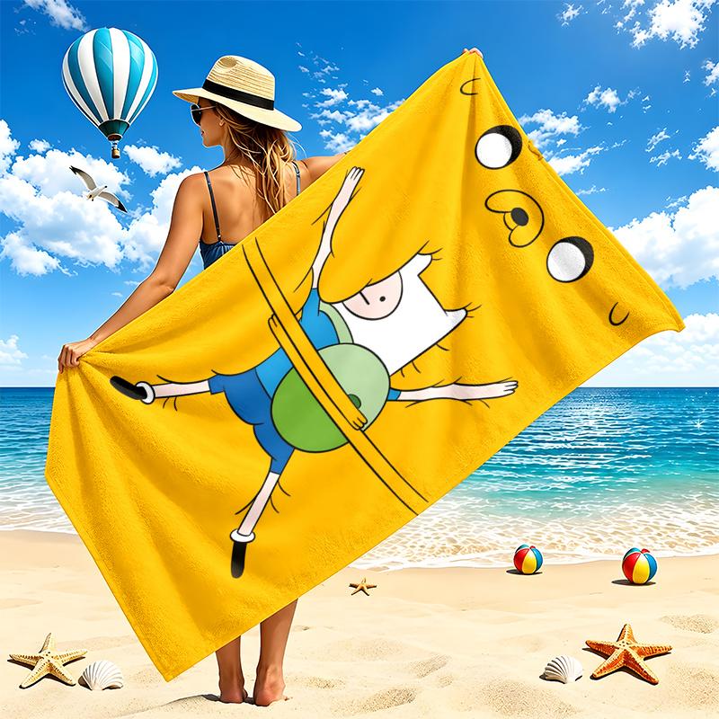 Adventure Time Beach Towel Quick Dry Soft MicrofiberSand Resistant Oversized Cabana Bath Sheet for Swimming Pool Travel Gift