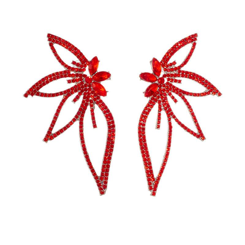 New Personality Exaggeration Full of Zircon Big Butterfly Wings Stud Earrings for Women Luxury Charm Party Jewelry Accessories