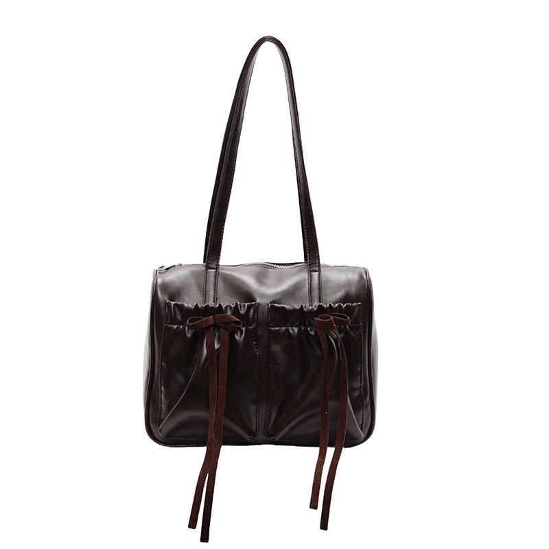 

Сумка-тоут Commuter Vintage Underarm Bag женская с бантом и двумя карманами Большая вместительная сумка через плечо кофейный