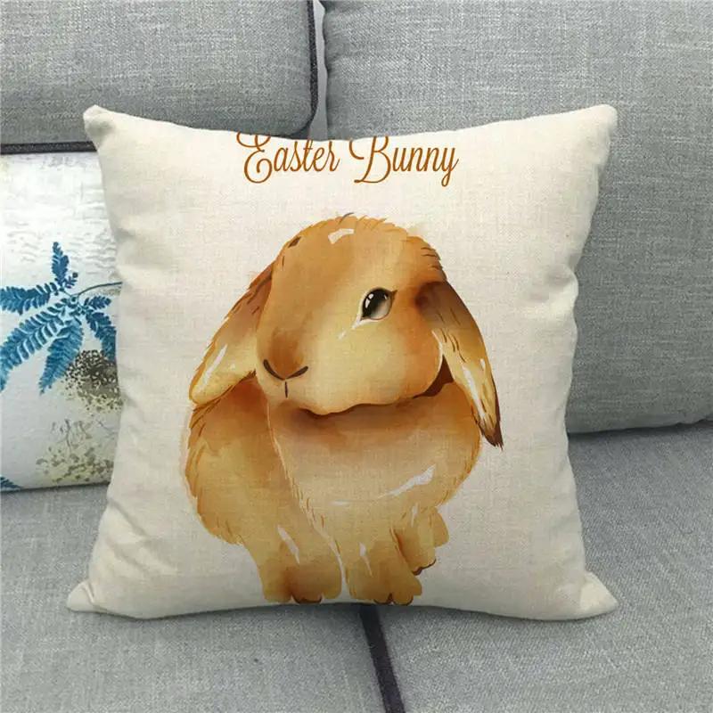 Easter Decor Pillow Covers 45x45cm Cartoon Bunny Eggs Printed Cushion Cover Spring Holiday Party Decorative Pillowcase for Couch