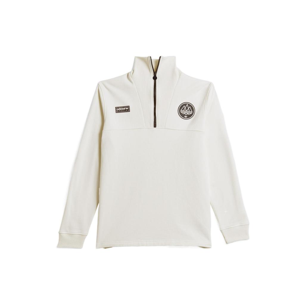 Adidas Originals Trefoil X Spezial SS23 Solid Logo Embroidered Stand Collar Half-Zip Sweatshirt Men Tops White IC0124