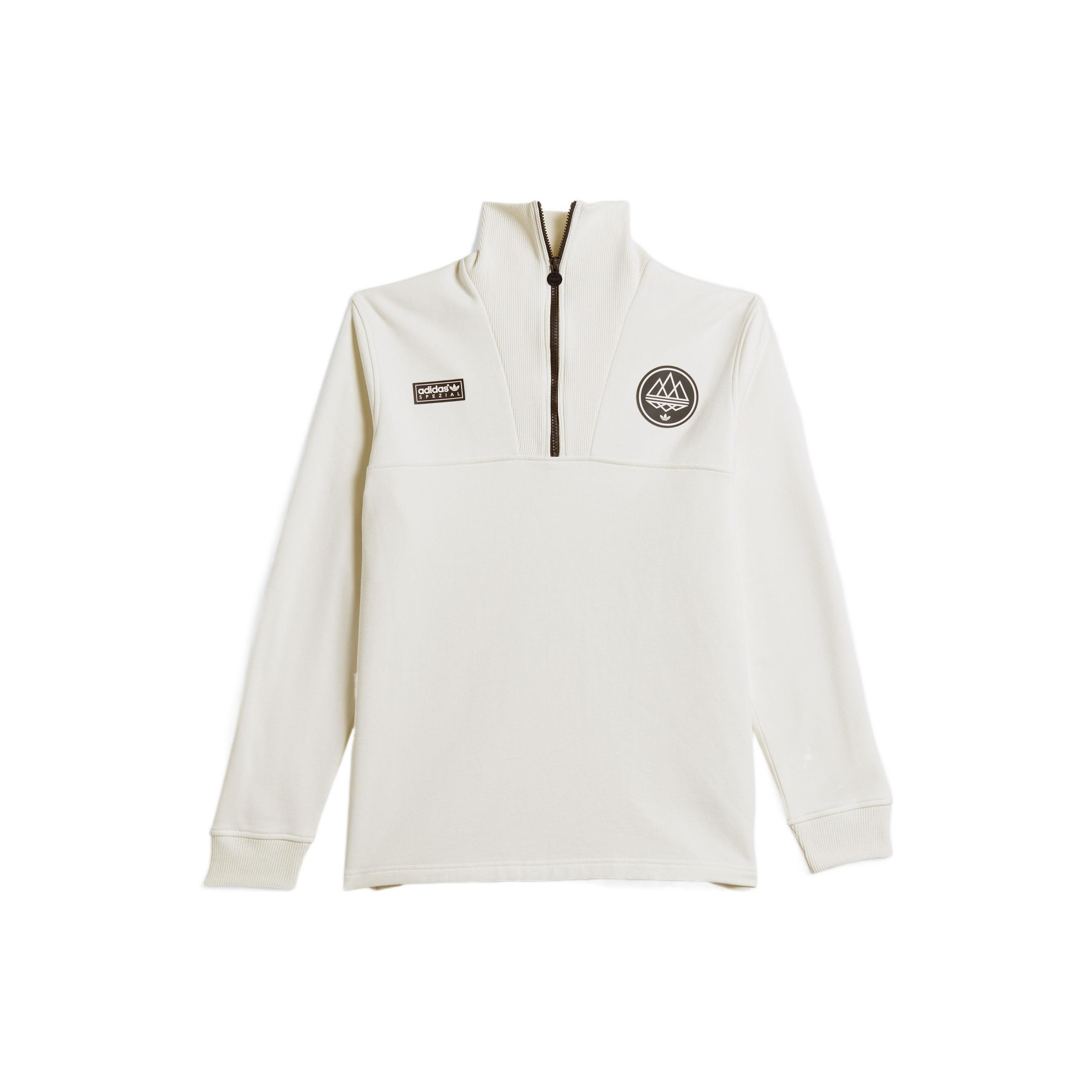 

Adidas Originals Trefoil X Spezial SS23 Однотонный логотип Вышитый Воротник-стойка Половина молнии Толстовка Мужские топы Белый IC0124 XL