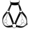 Kvinner Bondage Kroppssele Undertøy Goth Crop Topper Lær BH Bur BDSM Halsbånd Kroppssele Belte Kjede Slave Bryster Sexleketøy