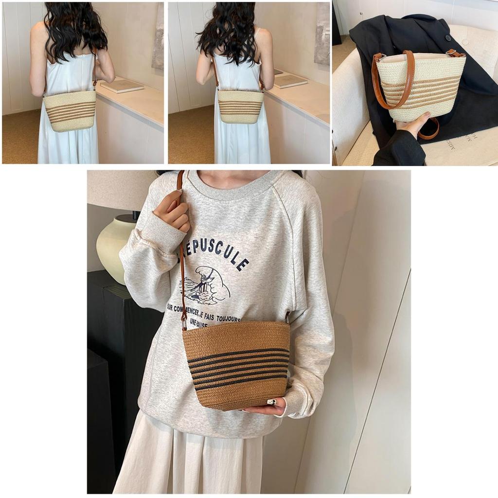 Stylish Vintage Bucket Bag For Women With Chic Casual Design And Soft Fabric Materials