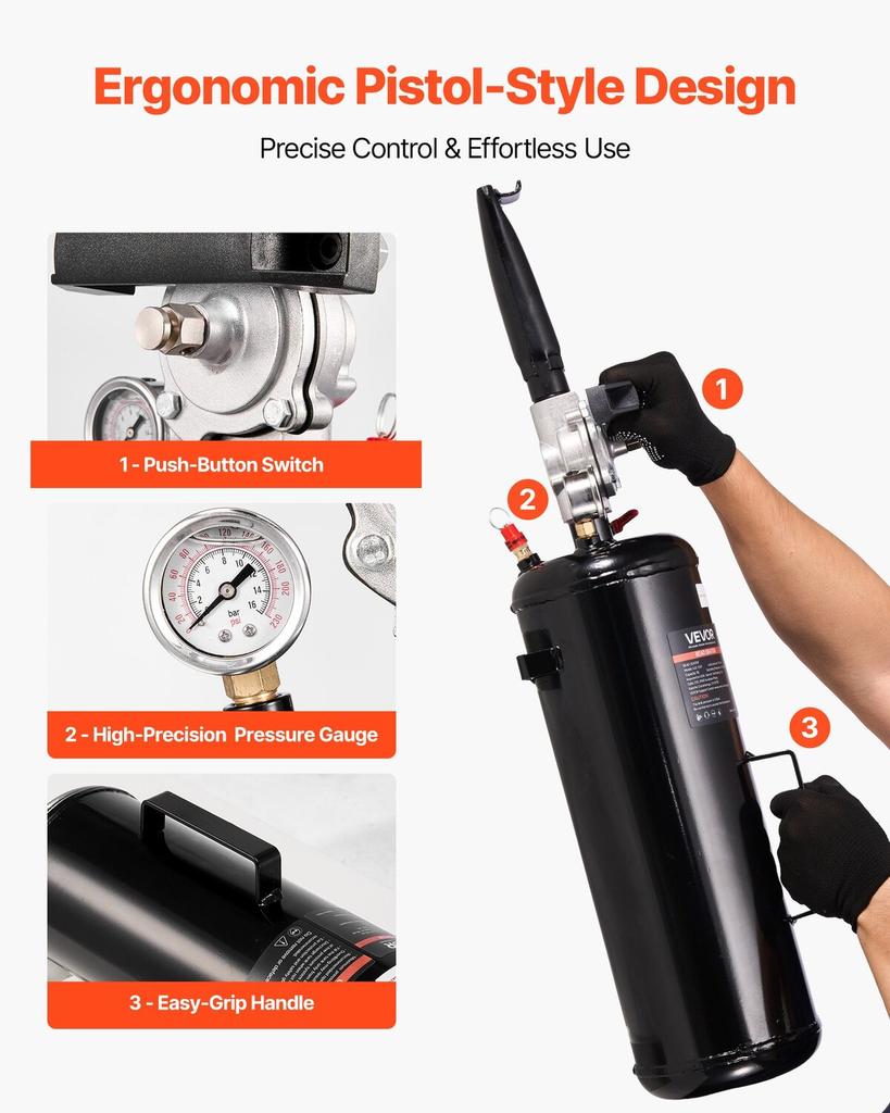 Portable Tire Bead Seater, 2.1 Gal / 8 L Air Bead Blaster, Handheld Tire Inflator Tool, 87-116 PSI Operating Pressure, Trigger Seating Inflator for
