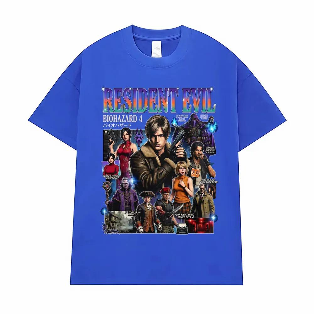 Resident Evil 4 Biohazard Full Character Collage Graphic Oversized T-Shirt Retro Horror Game Streetwear Women And Men T-shirts