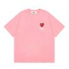 Comme Des Garons PLAY Cotton Short Sleeve T-Shirt With Heart Print Loose Fit Casual Tee Men