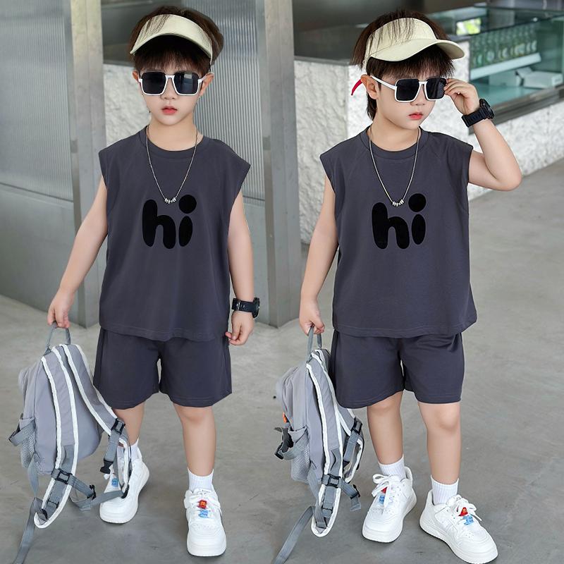 Boys' Summer Vest Set, Children's Summer Sleeveless Thin Style Children's Clothing, Fashionable and Stylish Summer Wear 2026 New Item