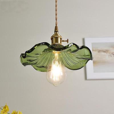 Retro Green Lotus Leaf Ceiling Light - Nordic Minimalist Design for Restaurants, Entrances, Balconies, Bars, and Aisles