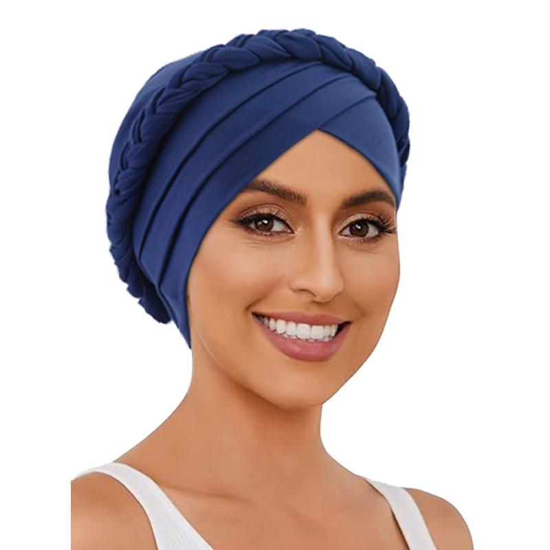 Women Muslim Braid Elastic Turban Hijab Headwrap Chemo Headscarf Hair Cover Wrap Islamic Headwear