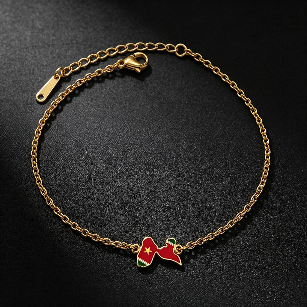 Reunion Guadeloupe Martinique French Guiana Enamel Dainty Chain Bracelet 304 Stainless Steel Patriotic Souvenir Wrist Jewelry