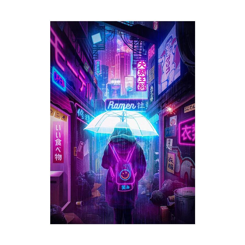 Pop Neon Vaporwave Japan Tokyo City Night Street Scenery Posters Abstract Wall Art Canvas Painting Print Room Home Decor Cuadros