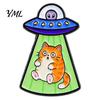 Kitten Badge Pin Enamel UFO Cat Metal Brooch, Aliens Ship Pin, Lapel Clothing Bag Scarves Hat Accessories for Men Women Brooch