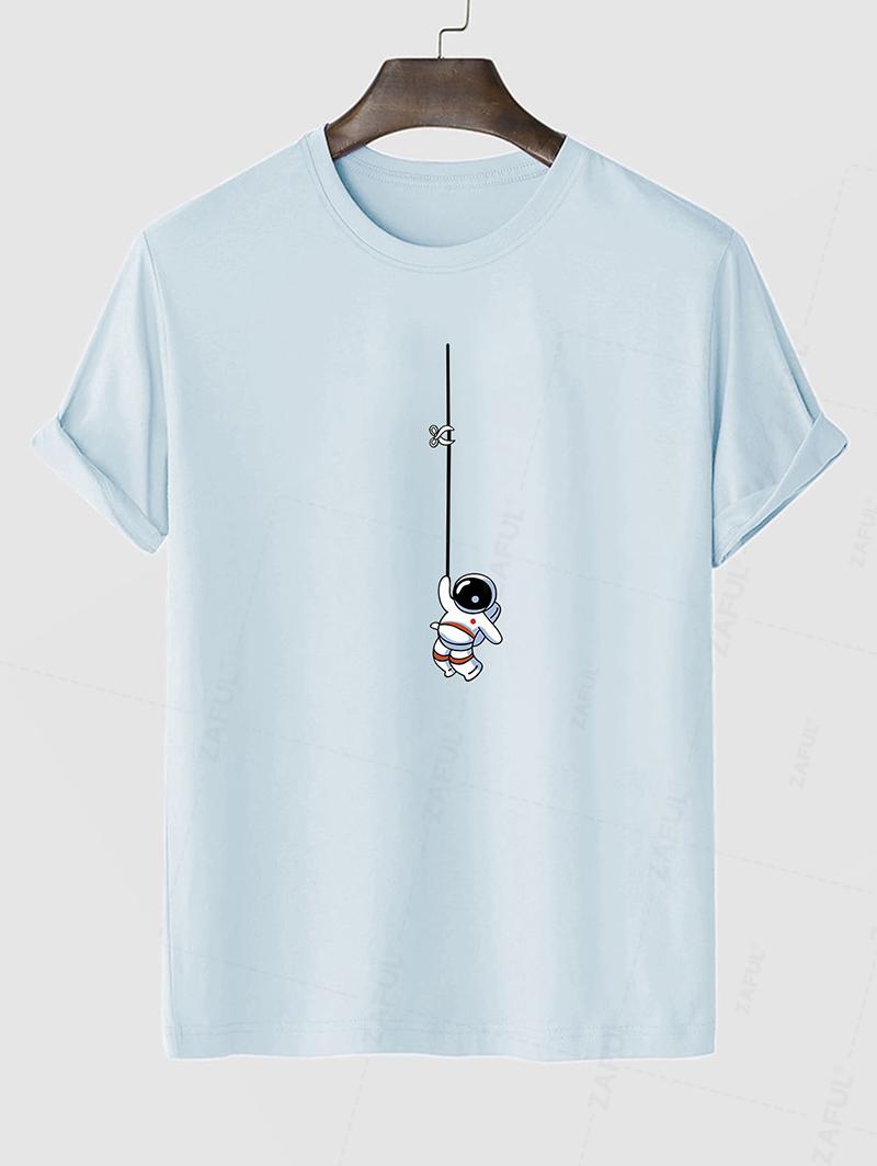 

Футболка с коротким рукавом с графическим принтом астронавта ZAFUL XXL светло-синий