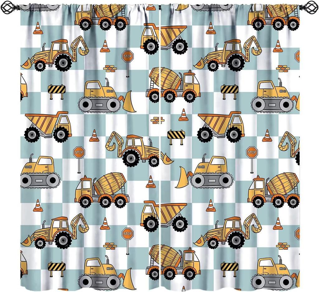 Racing Curtains for Teens Games Room Decor Black White Checkered Flag Art Printed Window Drapes for Kids Bedroom Living Room
