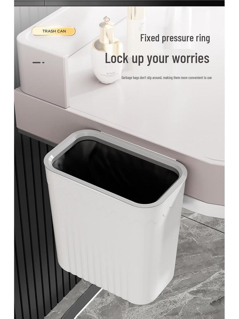 Wall-Mounted Sliding Lid Trash Can for Kitchen, Bathroom, and Living Room
