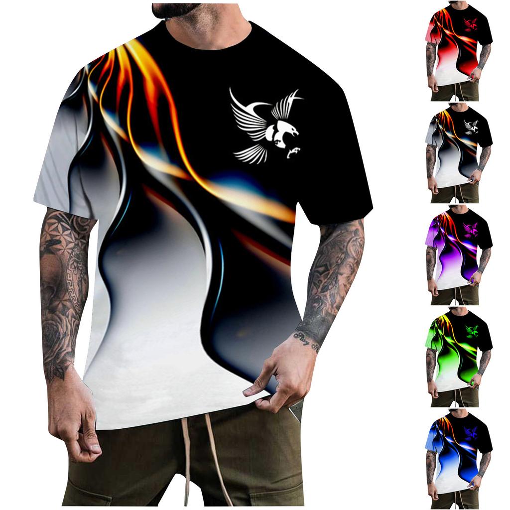 Men'S T-Shirt Short Sleeve Printed Summer Round Neck Top Trend Casual Sweatshirt