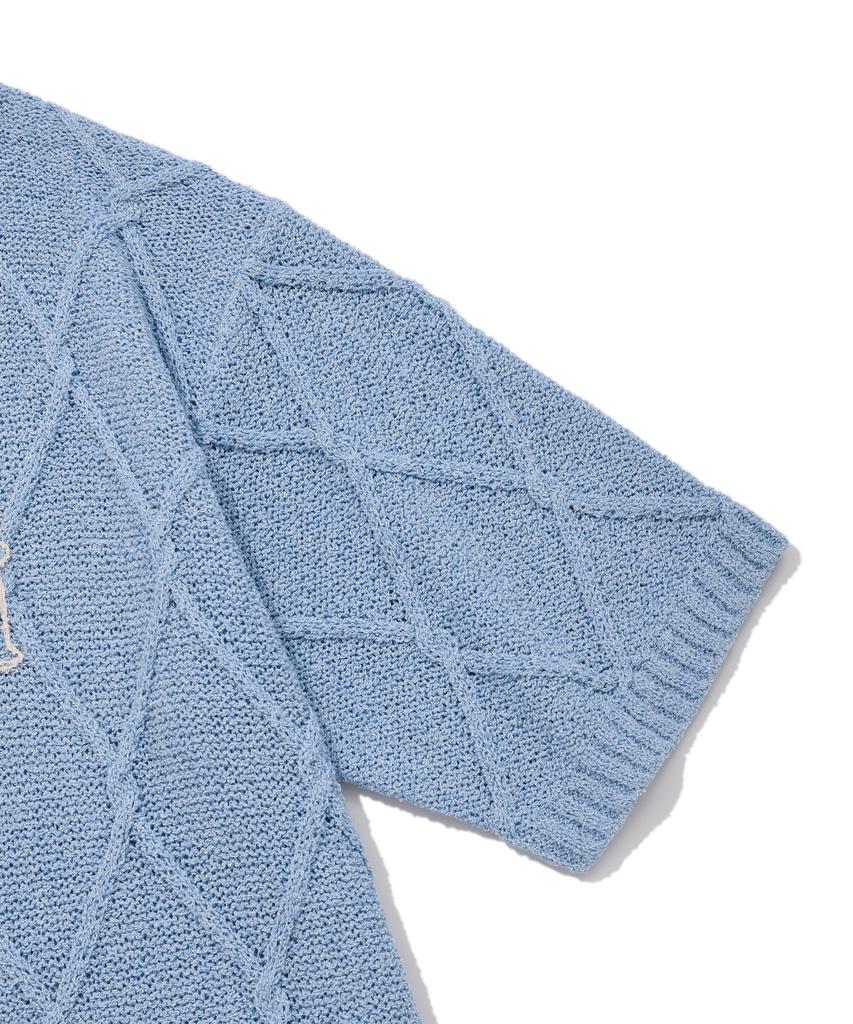 FALLETT Story Logo Argyle Summer Knit Sky Blue