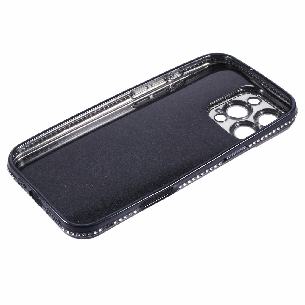 Für iPhone 16 Pro Max Hülle Kameraschutz Klarer Handy-Rückseitenschutz Strassdekor Mit Glitzerpapier