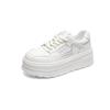 Muffin Platform White Shoes Women's Summer Thin Mesh Breathable Leather Splicing Comfortable and Lightweight Casual Board Shoes