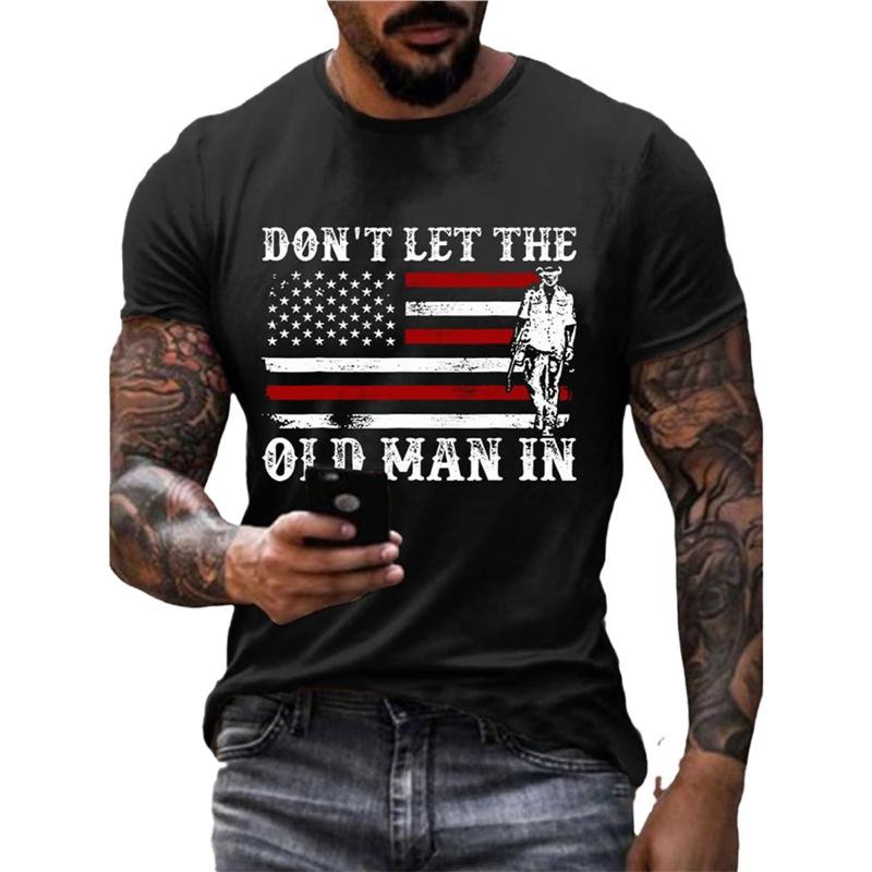 Casual Printed Cotton Short-sleeved Loose Crew Neck Top Fashion T-Shirts Men’s S