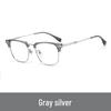 Women's Ultra-Light Pure Titanium Cat-Ear Half-Rim Glasses Frame, Transparent Gray, Prescription-Ready, Anti-Blue Light, Unisex.