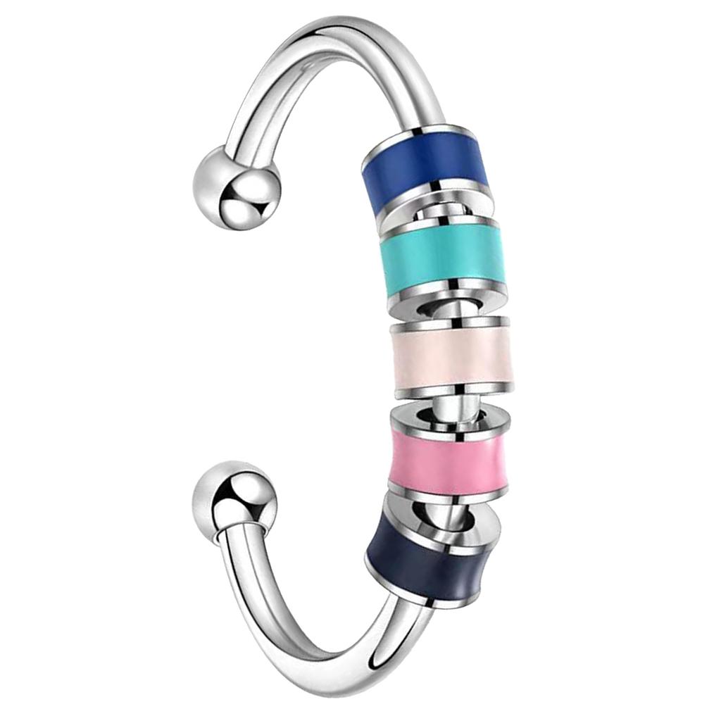 Color Beads Anxiety Ring Relieve Stress Adjustable Open Colorful Rotate Beads Ring for Women Men
