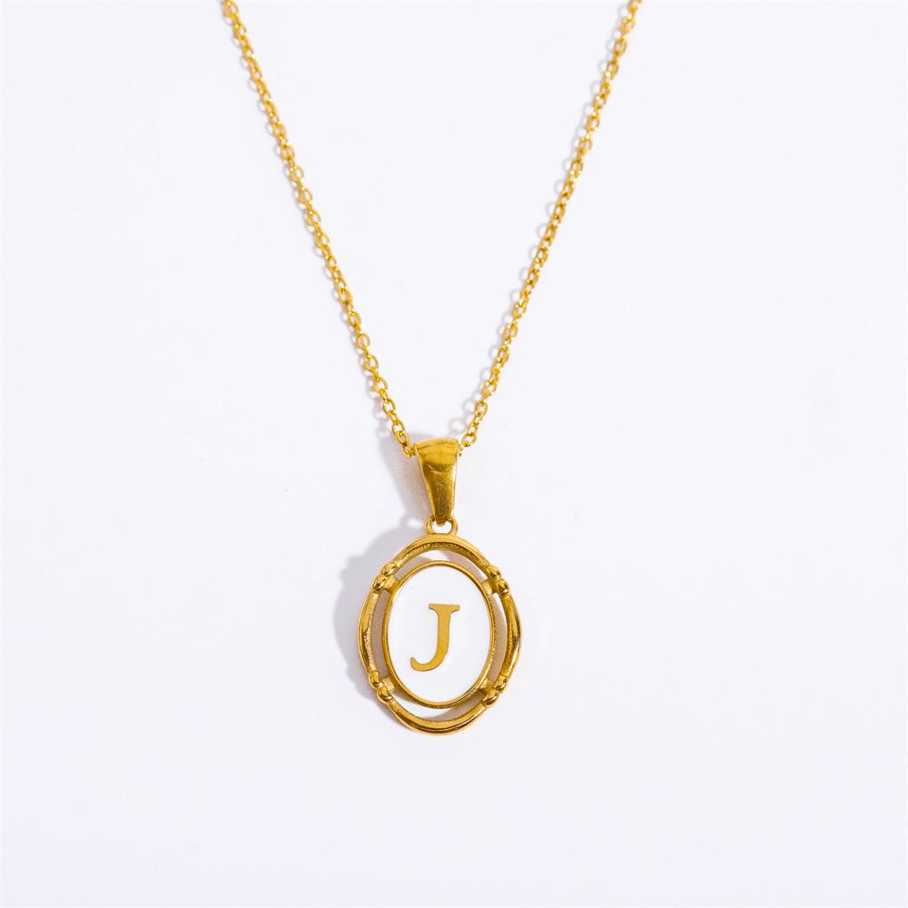 Color Retention 26 Letter Pendant Oval Necklace Necklace 26 Letter Electroplated Real Gold