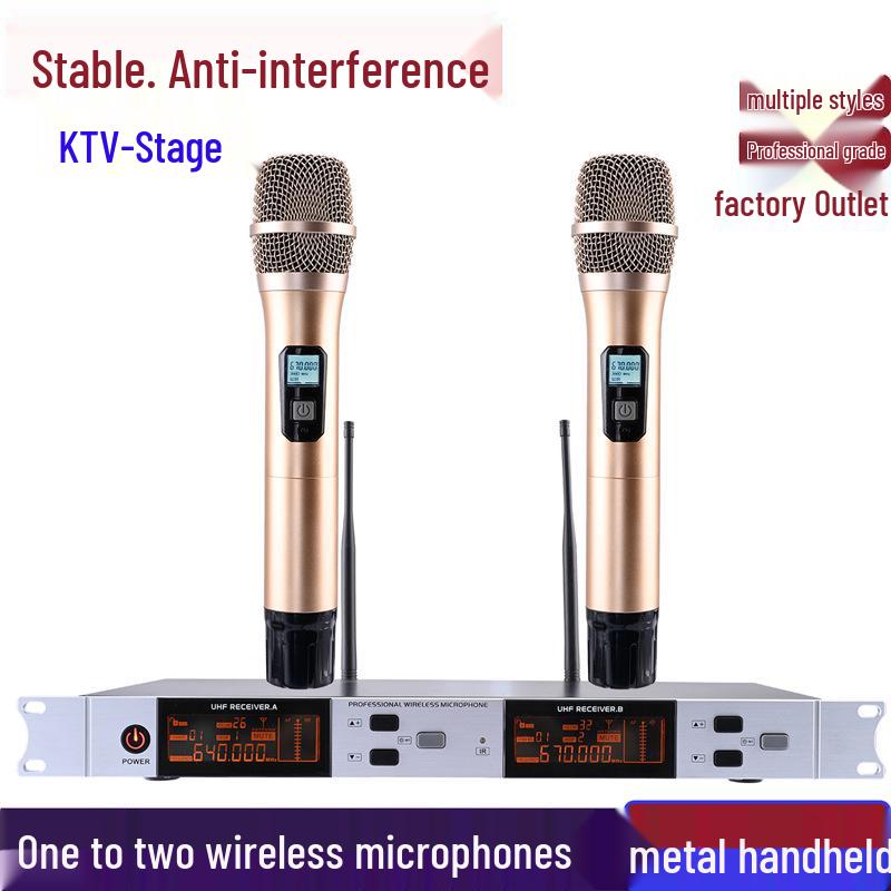 Two-Way Wireless KTV Microphone with True UHF Receiver and Infrared Frequency Matching