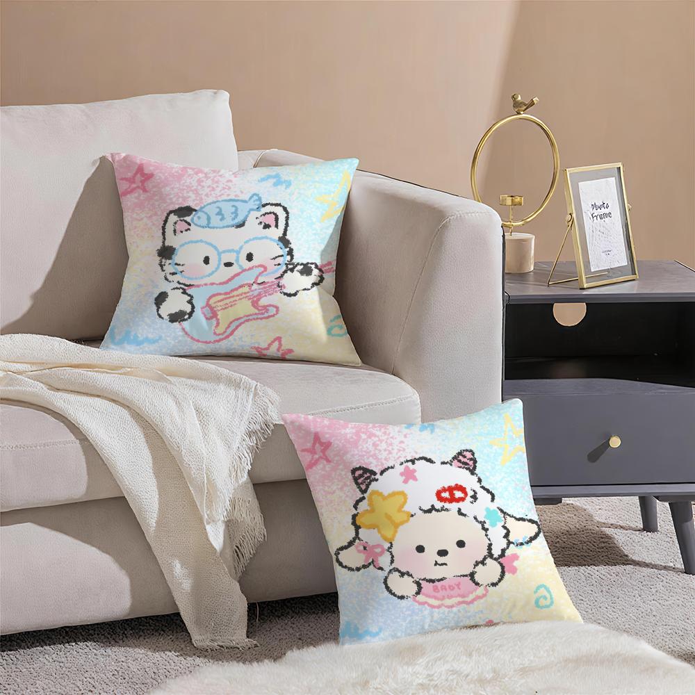 Zodiac Animals with Guitars Cushion Cover Pillowcase Short Plush Invisible zipper Room Sofa Cushion Cover
