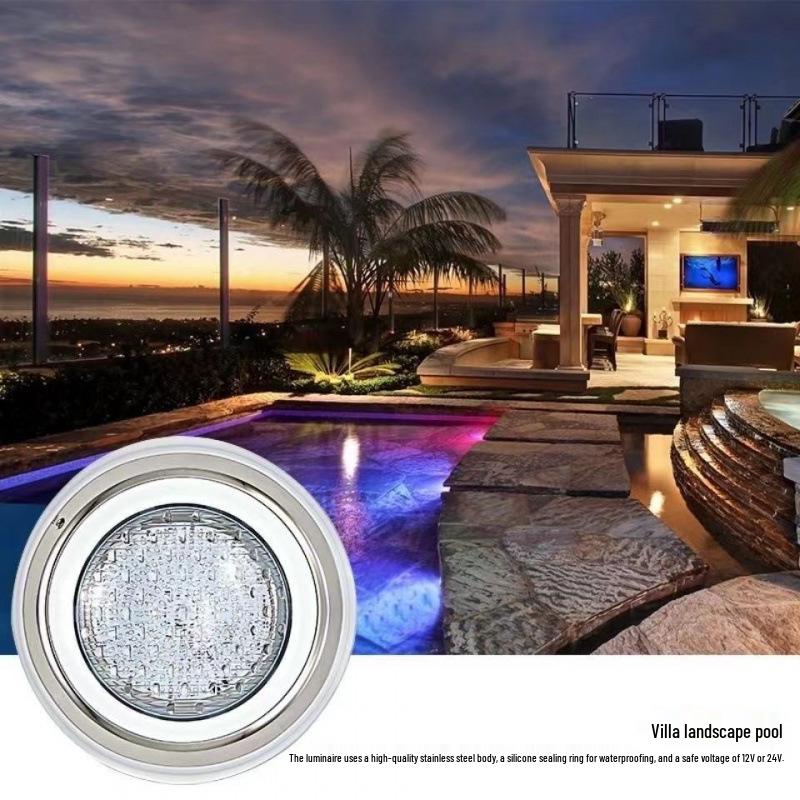 LED Waterproof Pool & Pond Underwater Spotlight, Colorful 12V/24V Fountain Wall Light for Outdoor Use
