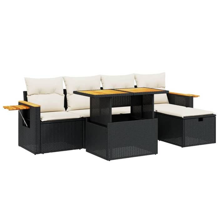 VidaXL Salon de Jardin avec Coussins 6 pcs, Canapés de Terrasse, Ensemble de Meubles de Patio, Mobilier d'Extérieur, Noir 3276136