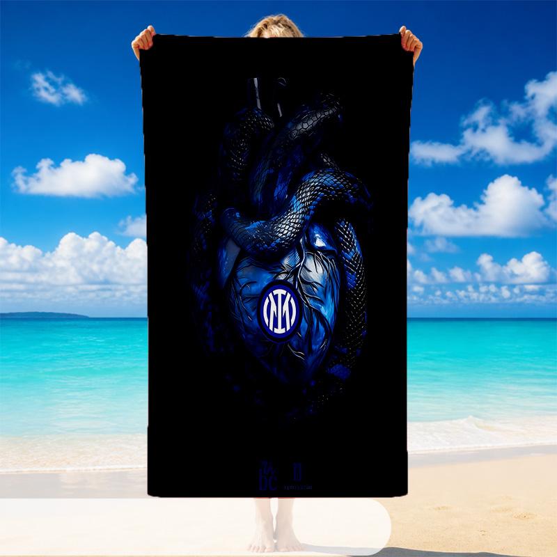 Quick Dry Beach Towel Inter Milan Pattern, Lightweight Absorbent Towel for Pool Beach Vacation Use
