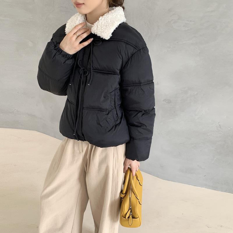 New Winter Style Lamb Wool Short Down Cotton Coat for Women, Sweet Style, Sweet Cotton Coat, Thickened Cotton Jacket