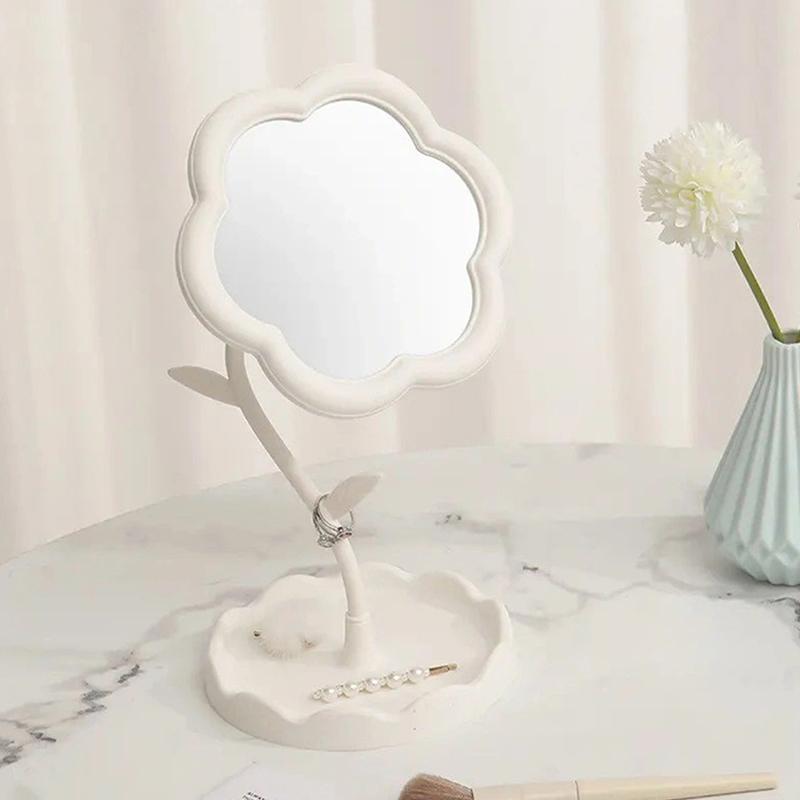 

Зеркало-цветок Зеркало для макияжа Настольное зеркало Студенческое общежитие Настольное зеркало для макияжа Зеркало для макияжа туалетного столика необычной формы Девушки белый