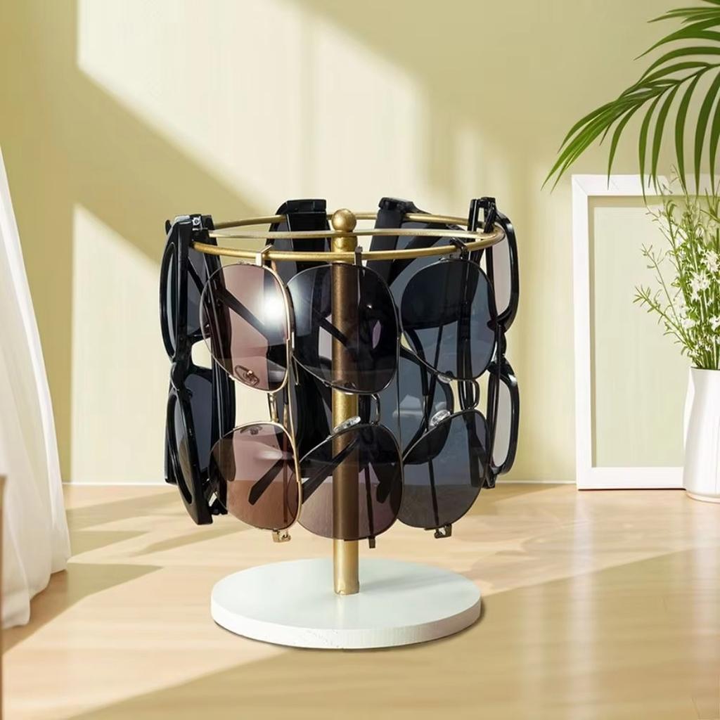 Golden Fashion Glasses Display Stand - 3-Tier No Assembly Required Circular Holder for Retail Stores