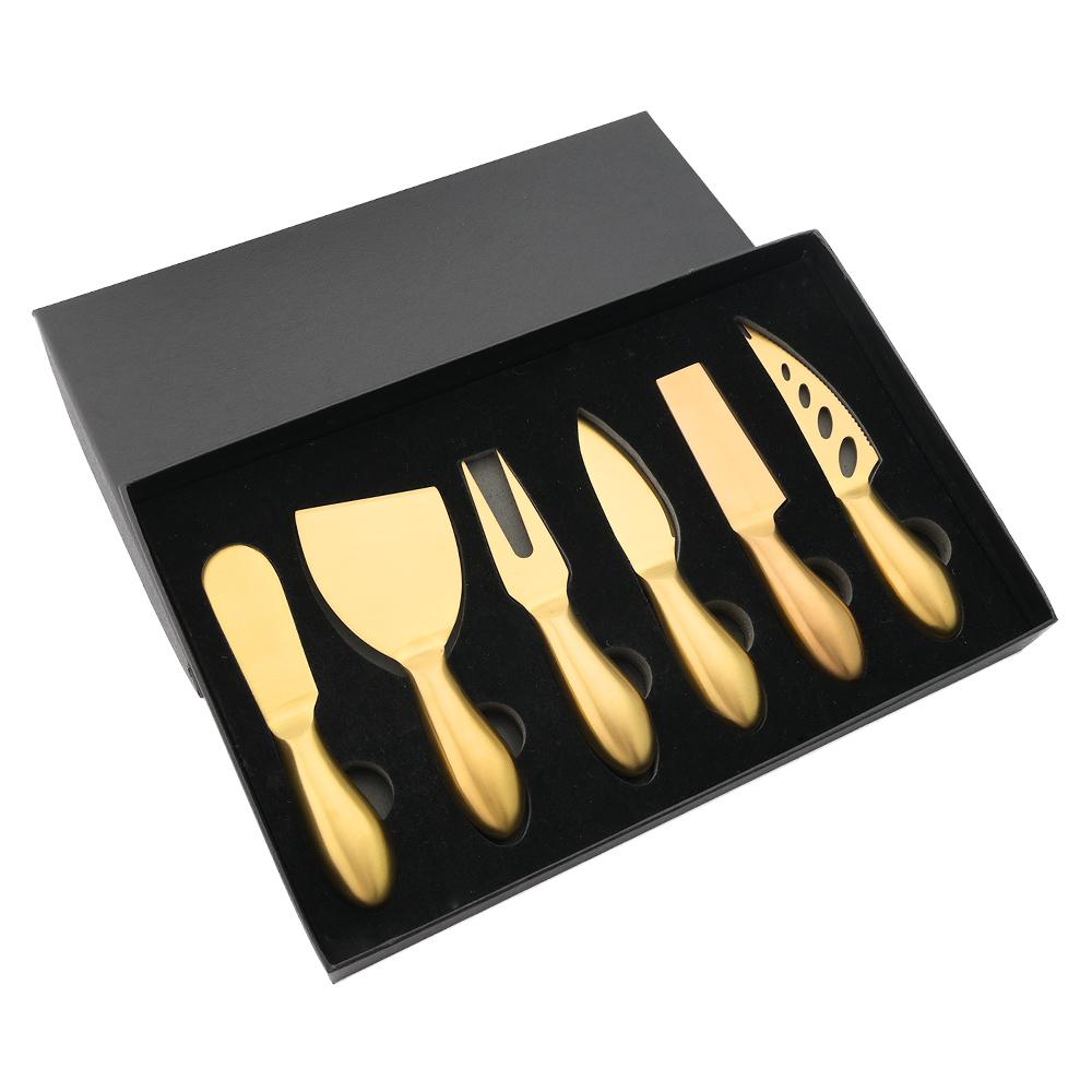 Rainbow 7Pcs Cheese Knife Set Stainless Steel Butter Spreader Cheese Cutter Slicer Fork Kitchen Useful Breakfast Cooking Tools