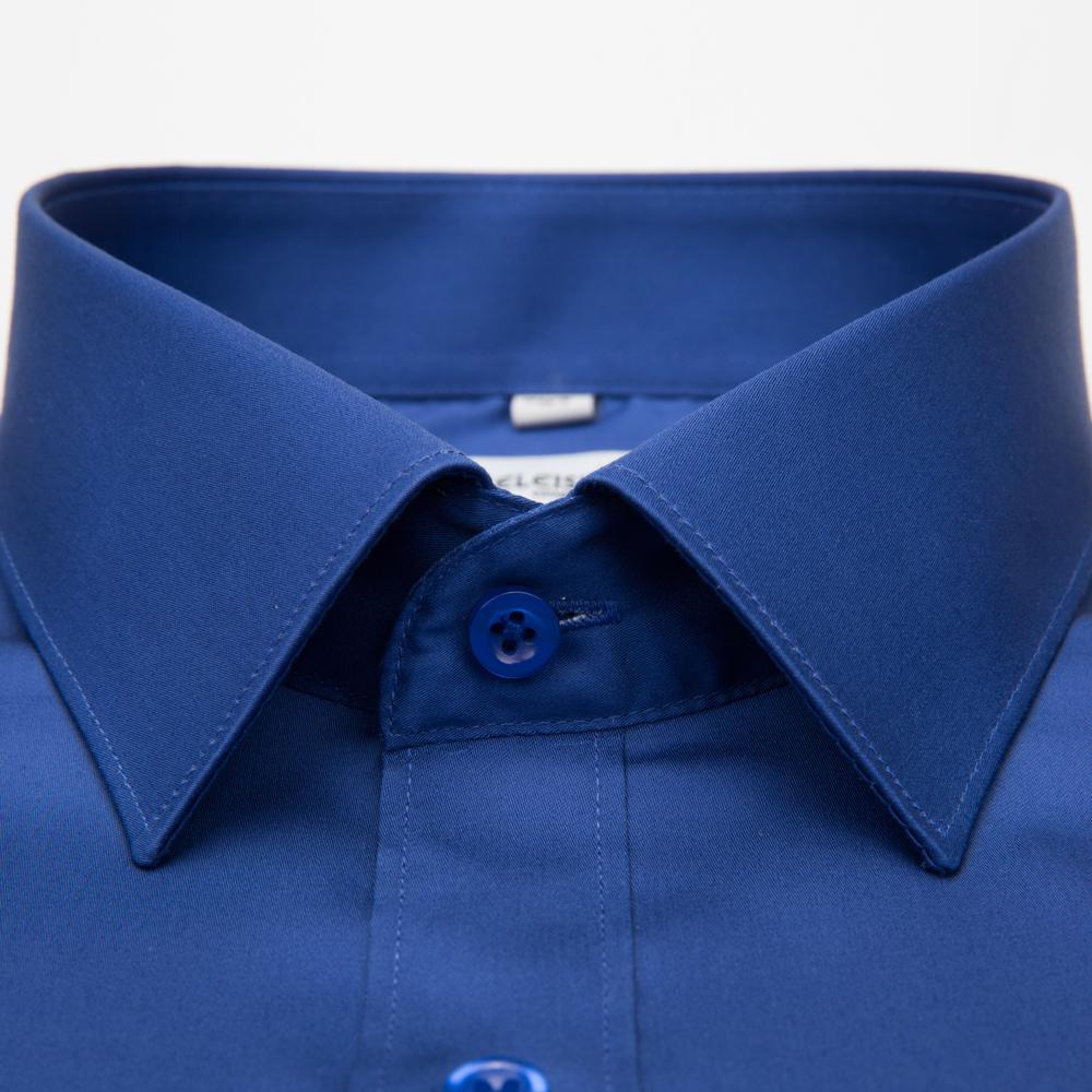 Men's Spread Collar with Hidden Button Mercerized Cotton Non-Iron Dress Shirt with Chest Pocket Long Sleeve Solid Business Office Wear