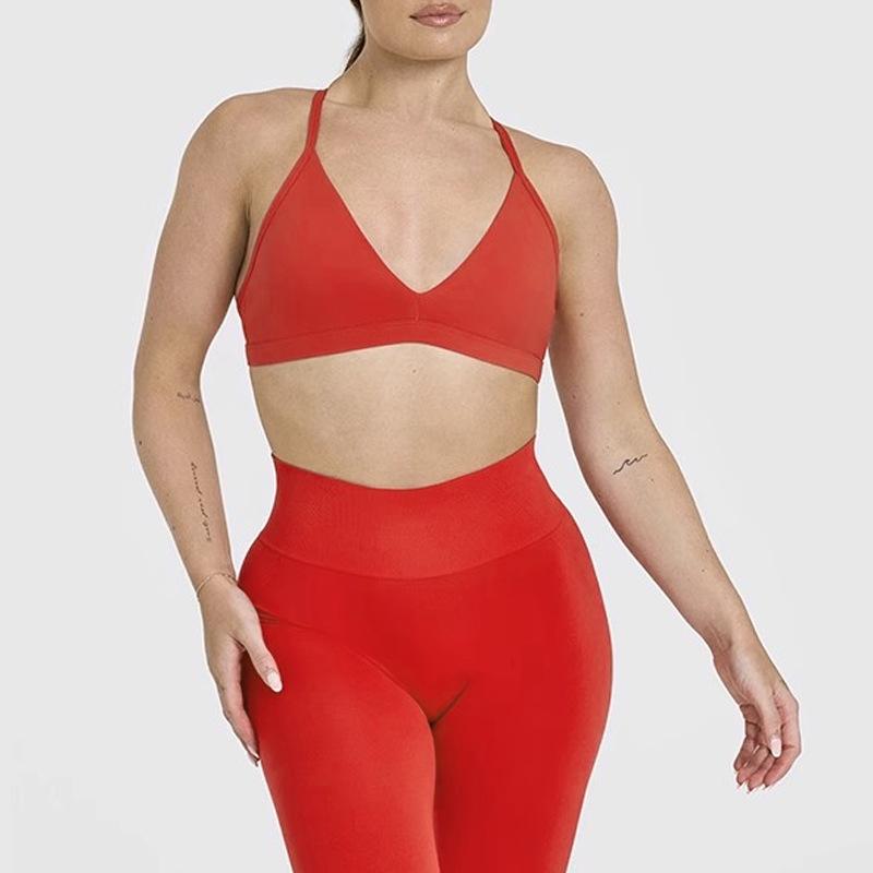Damen Sexy Sport-BH mit tiefem Ausschnitt und Neckholder - Dünne Träger für Yoga, Laufen und Alltag