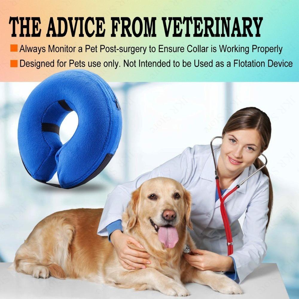 1Pc Soft Inflatable Dog Cone Collar Alternative for Small Medium Large Dogs, Neck Recovery E-Collar Donut Collar After Surgery