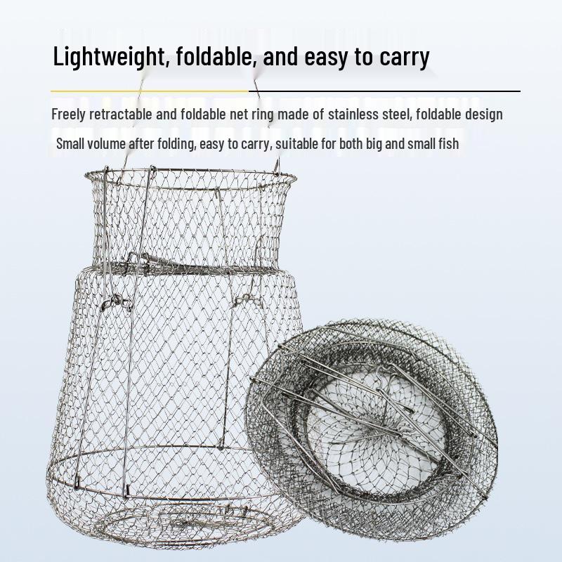 Collapsible Steel Wire Fish Trap & Basket Net for Fishing and Crabbing