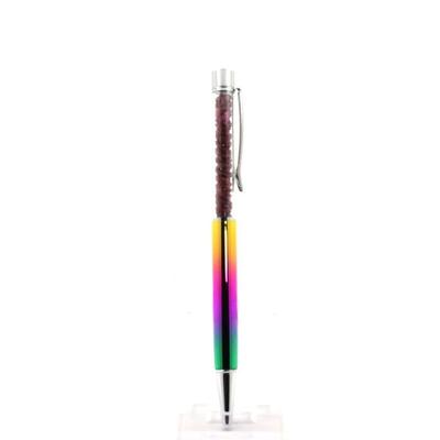 Stones and Minerals. Raw Madagascar Ruby Mineral Pen. Multicolor Color.