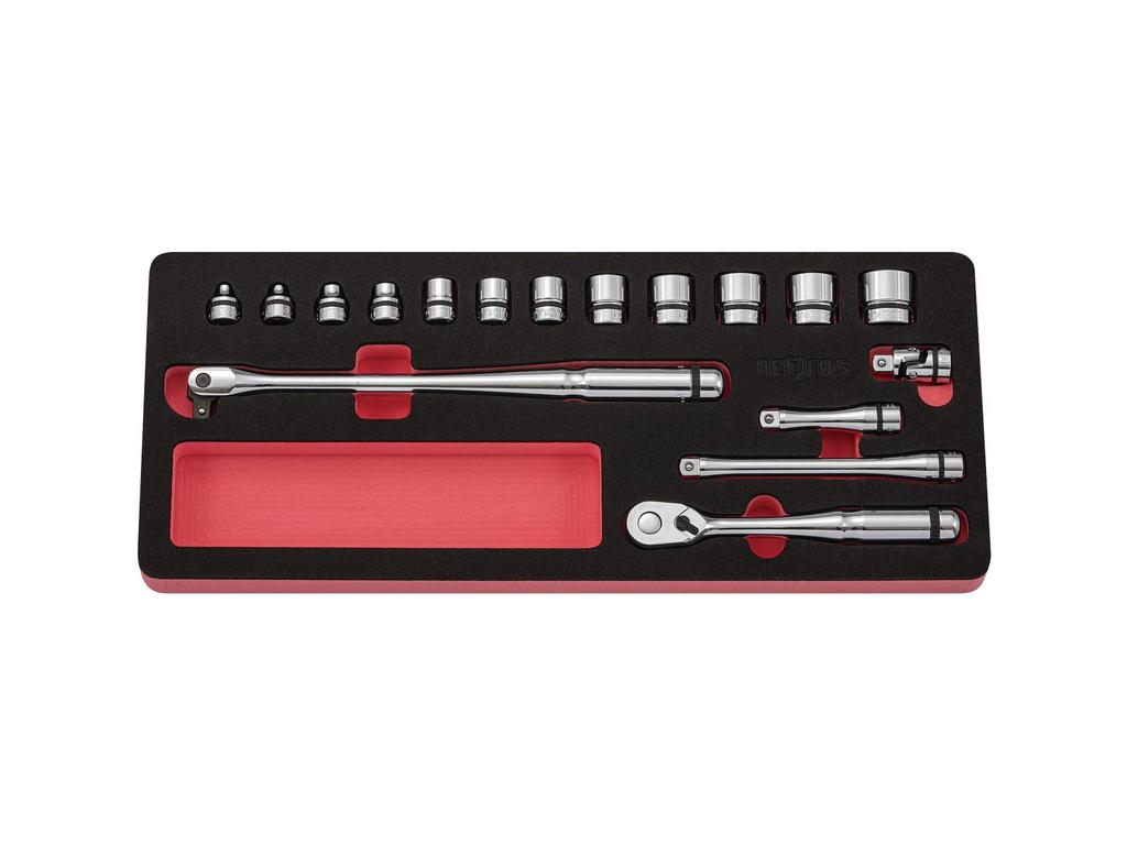 Kyoto Machinery Tools Nepros Socket Wrench Set NTB317C Silver (KTC) [17 Pieces]