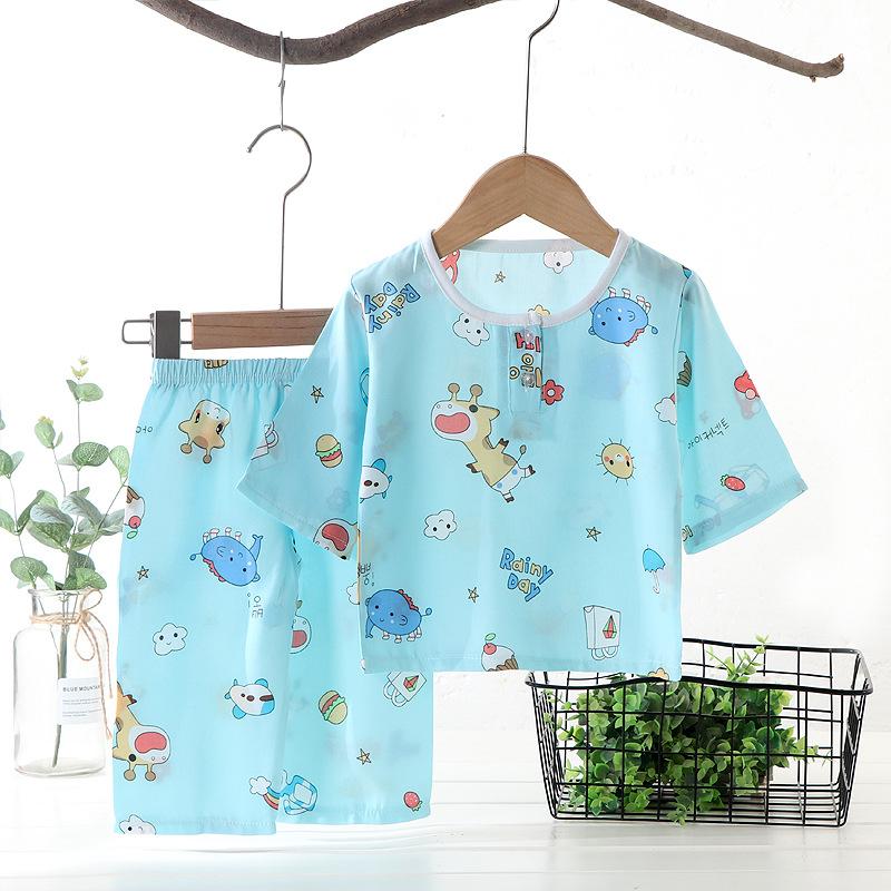 Summer Cotton Pajama Set Thin Air Conditioning Wear for Kids Baby Home Loungewear