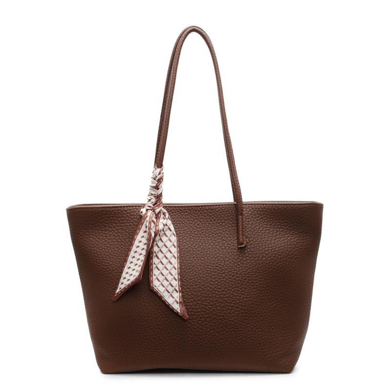 

Новая шелковая сумка-подмышка, сумка большой вместимости, женская летняя сумка-тоут, женская сумка для студенток, сумка для поездок на работу, сумка через плечо темно-коричневого