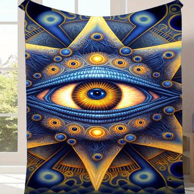 1pc Evil Eye Printed Blanket, Contemporary Style Blanket, Soft And Comfortable Blanket, Travel Sofa Bed, Office Home Decor