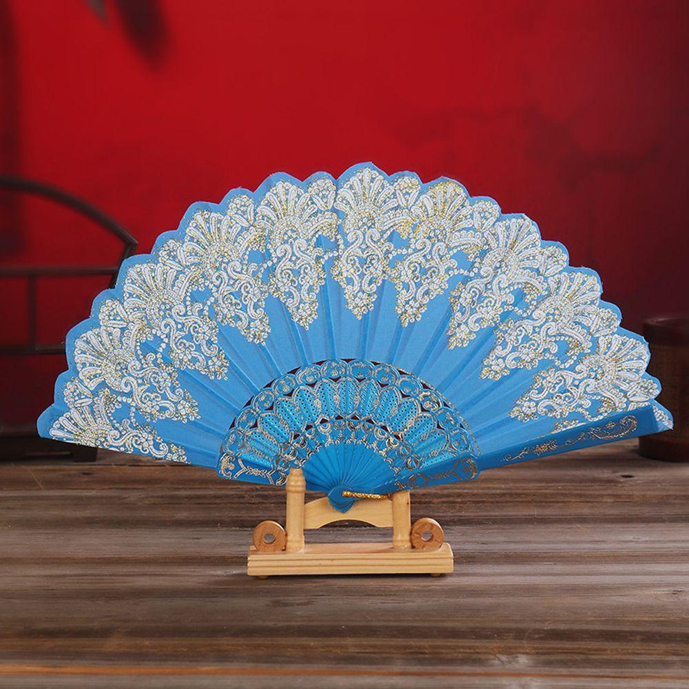 Folding Plastic Gold Powder Craft Hot Stamping Photo Prop Tool Hand Held Fan Folding Fan Dance Fan
